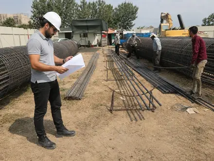 Checking reinforcement and geogrid before the work