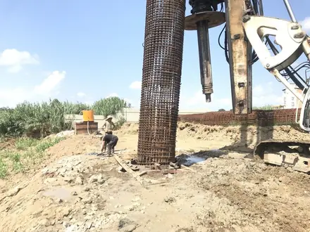 The pile reinforcement cage before the pour